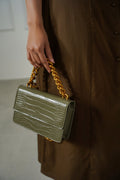 OLIVE BOXY STATEMENT BAG