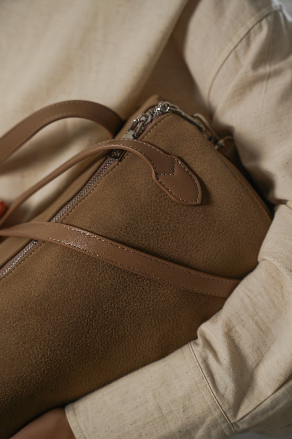 TAUPE CROSSROADS SHOULDER BAG