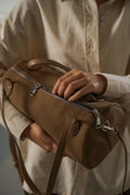 TAUPE CROSSROADS SHOULDER BAG