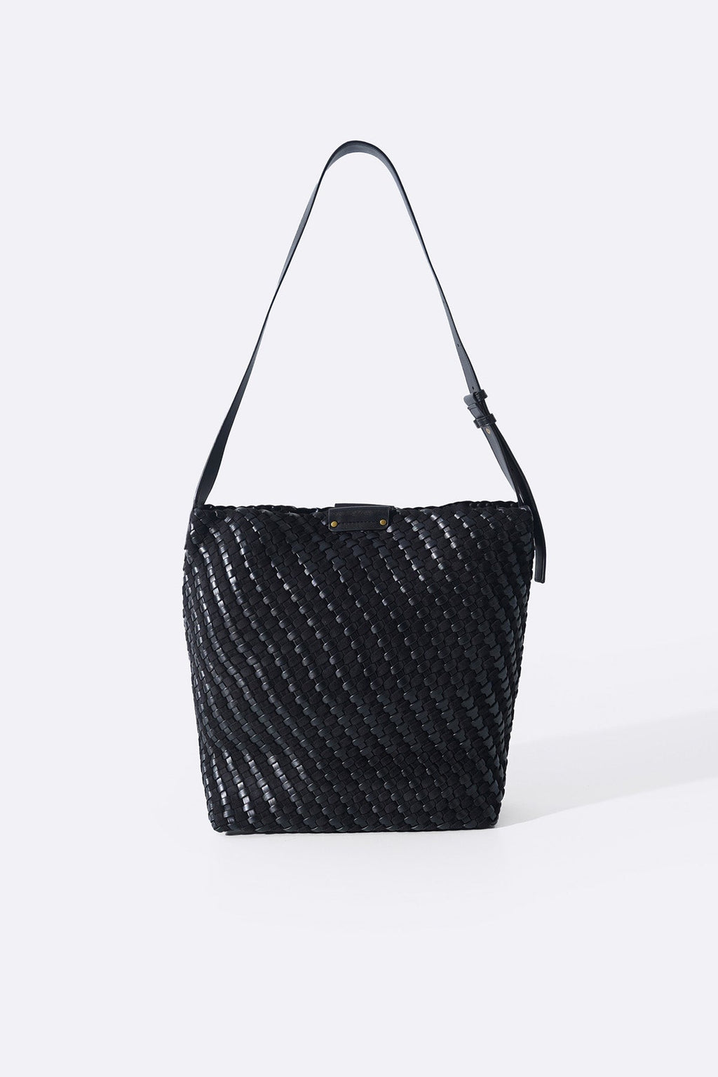 BLACK PALM WEAVE TOTE