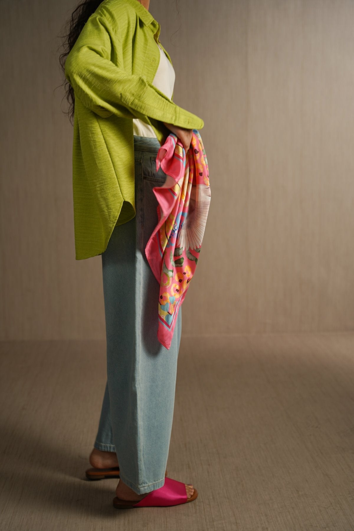 CORAL STORK GARDEN SCARF