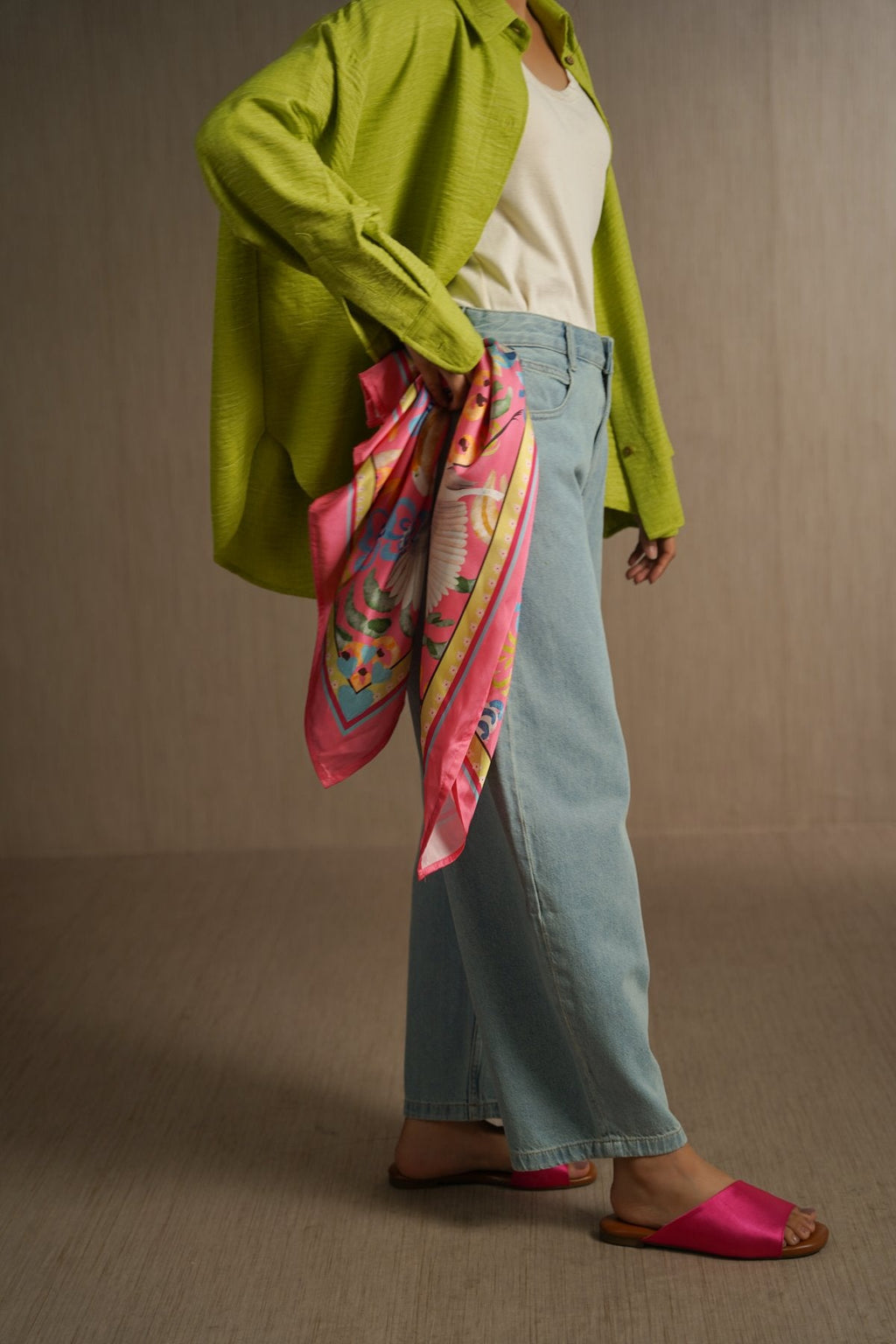 CORAL STORK GARDEN SCARF