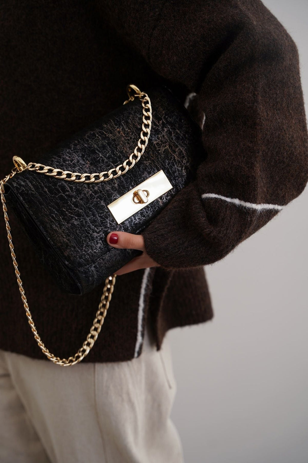 BLACK MIDNIGHT BAG IN GENUINE SUEDE