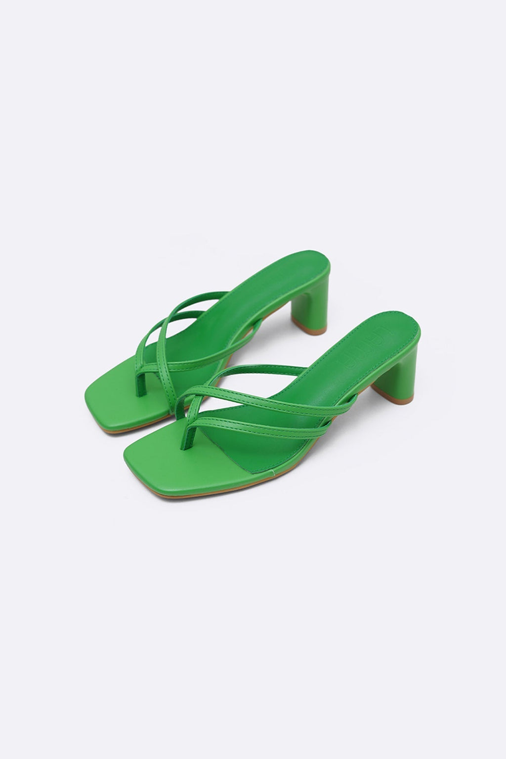 GREEN EDITORIAL BLOCK HEELS