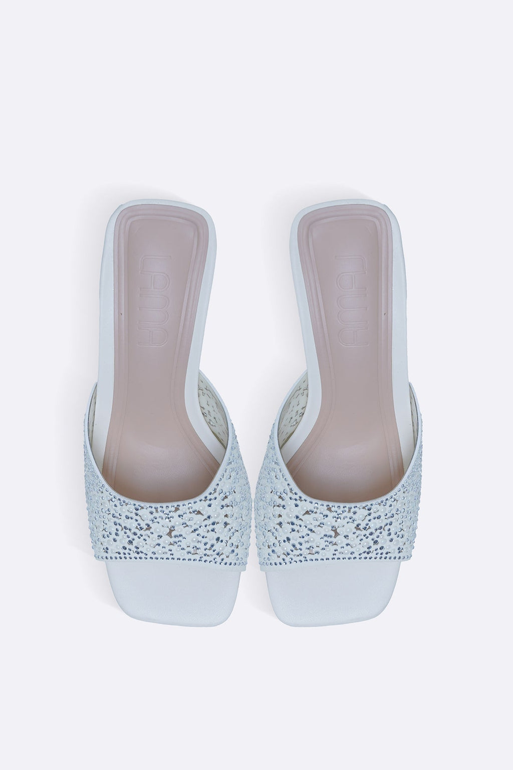 WHITE GLITTER BEAD STILETTO