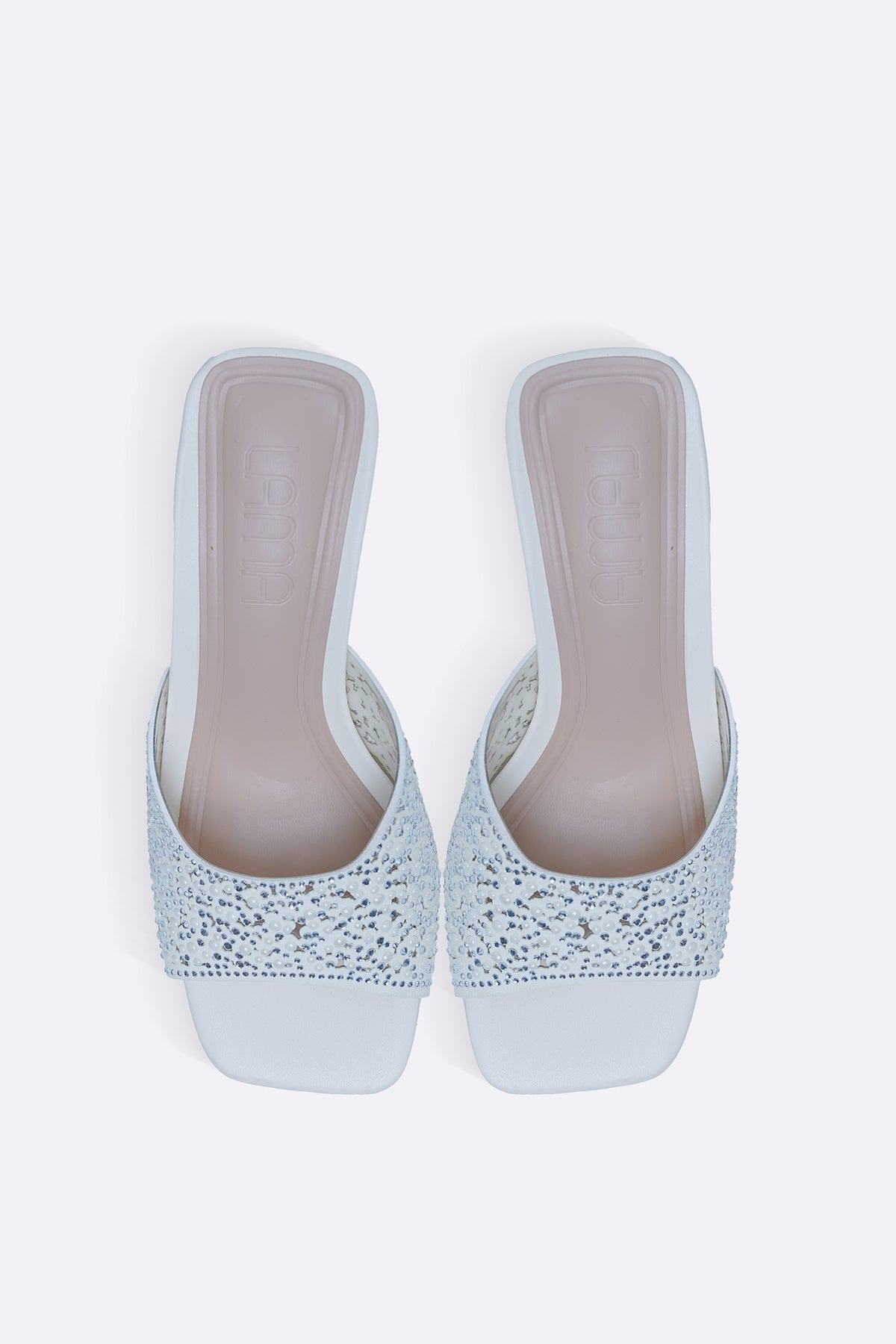 WHITE GLITTER BEAD STILETTO
