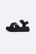 BLACK SOFT LEATHER MAMA SANDALS