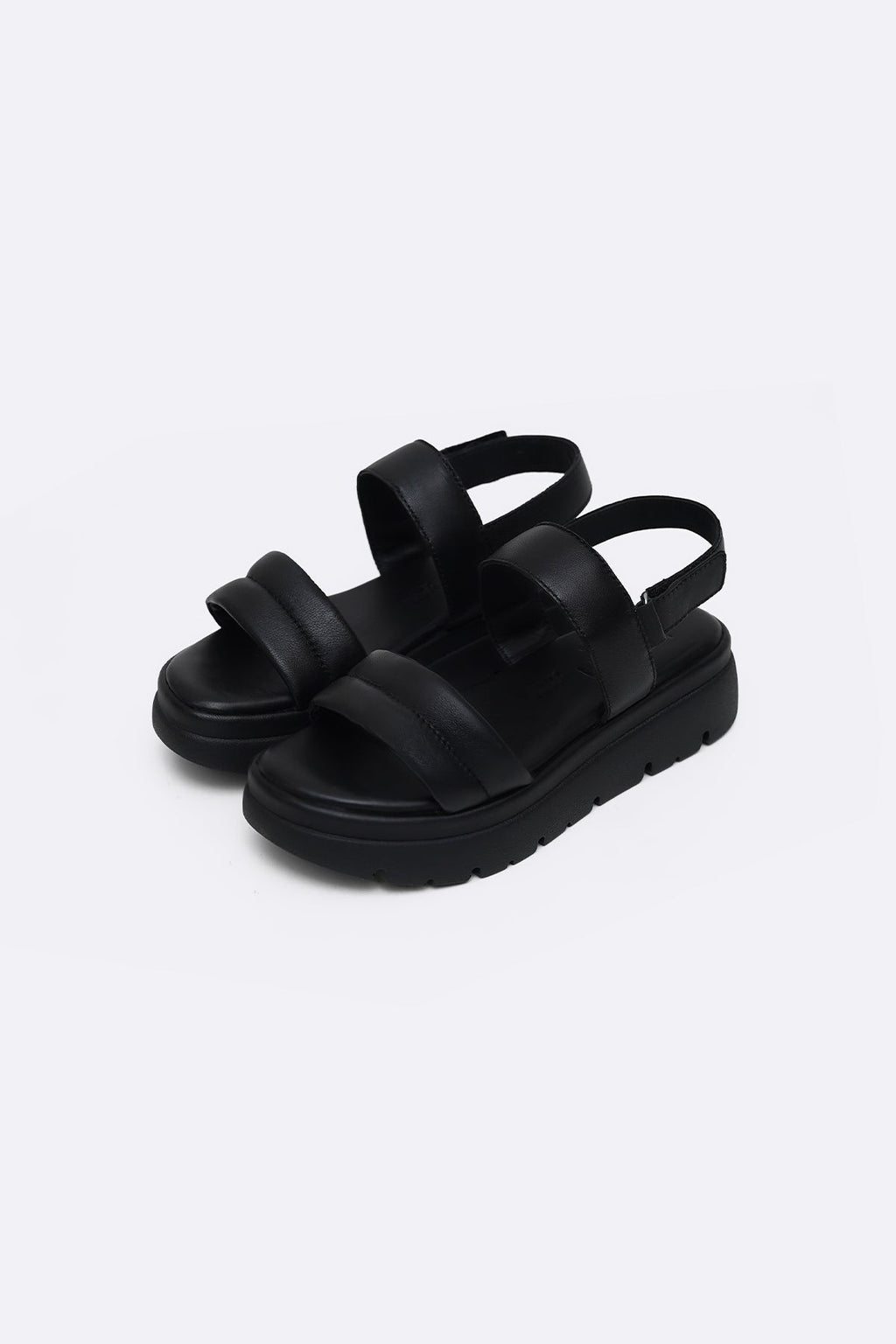 BLACK LEATHER MAMA SANDALS