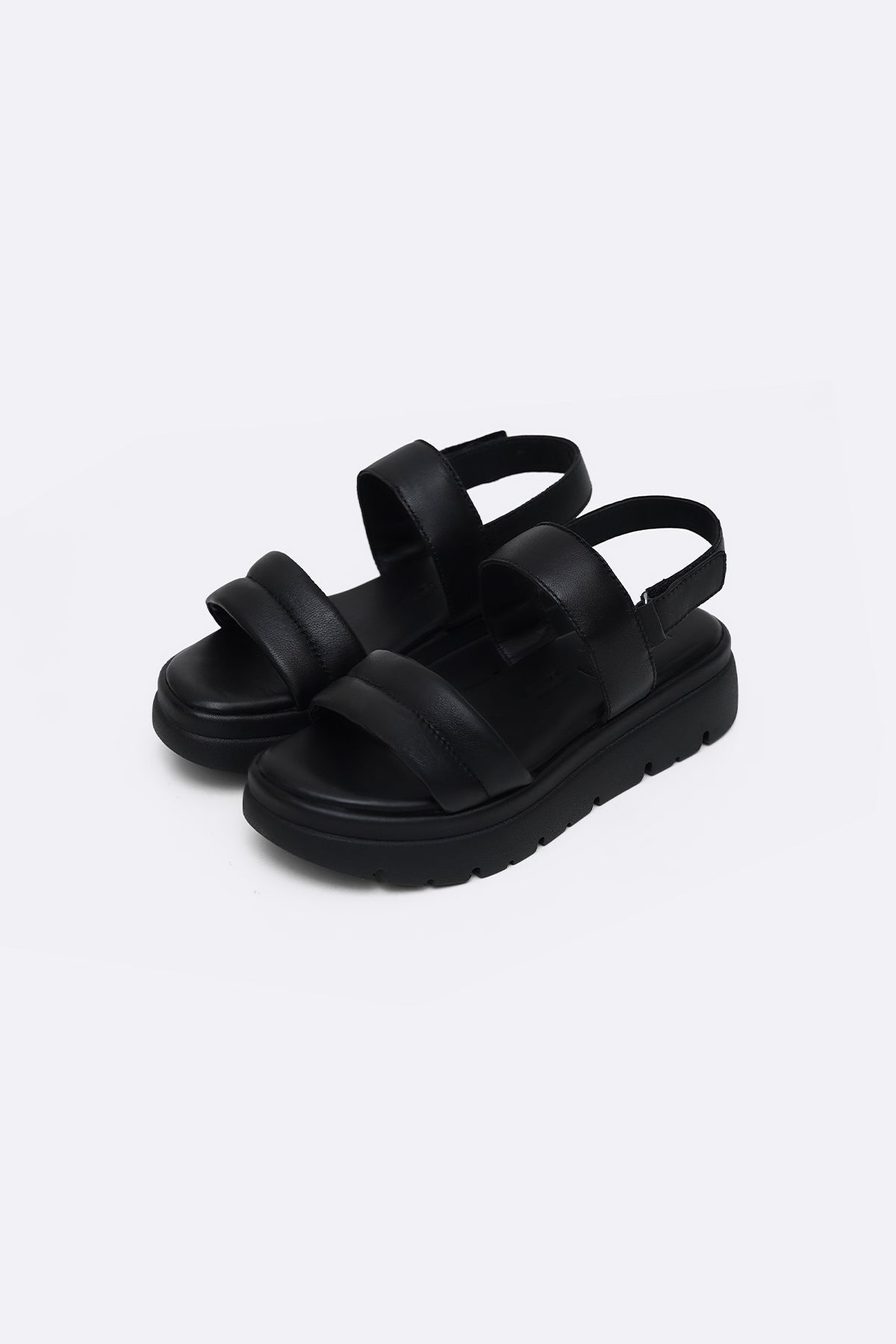 BLACK LEATHER MAMA SANDALS