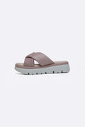 PINK LEATHER MAMA CROSS SLIDES