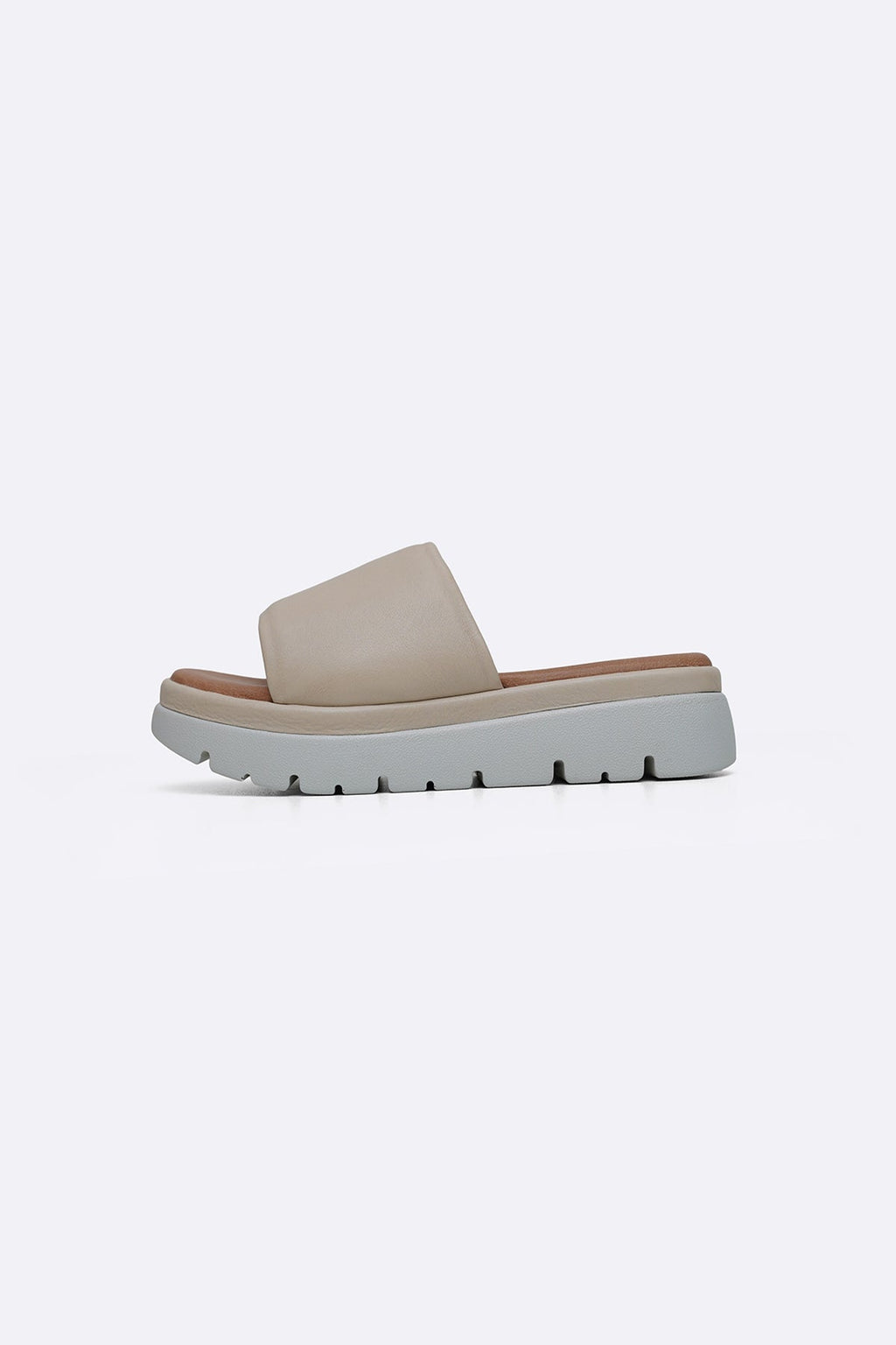 CREAM LEATHER MAMA PLATFORM SLIDES