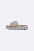 CREAM LEATHER MAMA PLATFORM SLIDES
