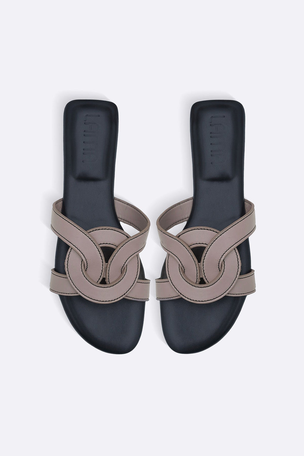 TAUPE BOULEVARD SLIDES