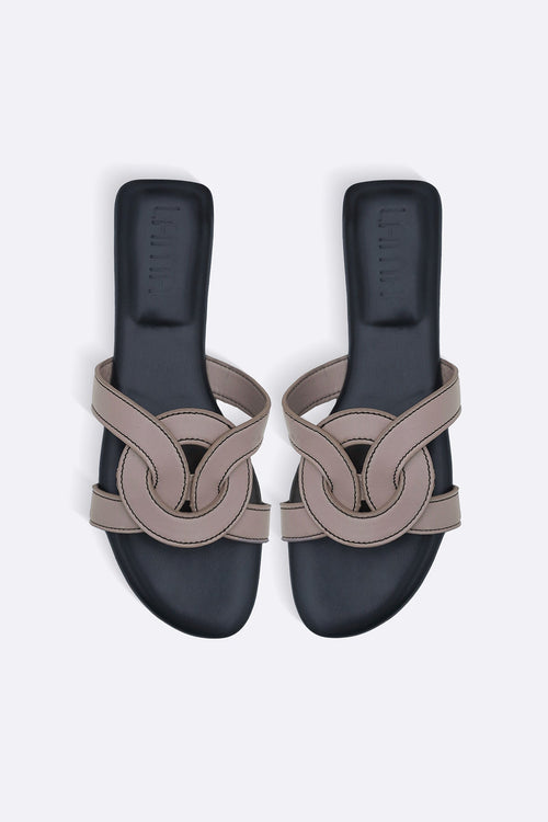 TAUPE BOULEVARD SLIDES