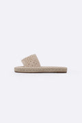 CREAM ROMA WOVEN SLIDES