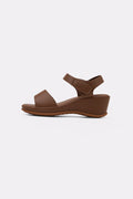 DARK TAN MAMA WEDGE SANDALS