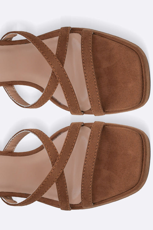 TAN CITY BLOCK HEELS