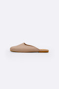 TAUPE SATIN MULES