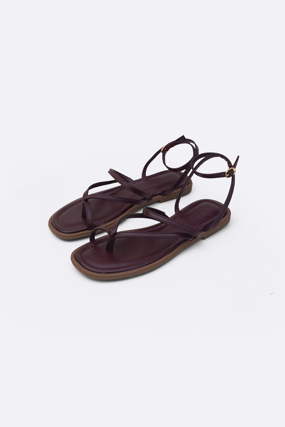 BURGUNDY MIA STRAPPY SANDALS