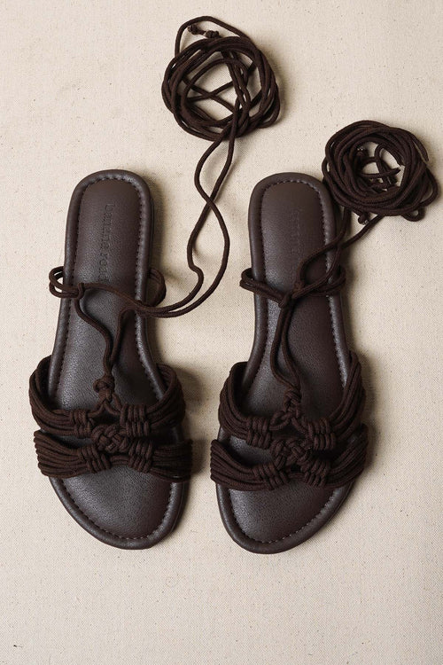 CHOCOLATE CAPRI WOVEN SLIDES
