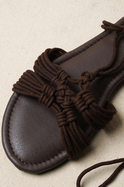 CHOCOLATE CAPRI WOVEN SLIDES