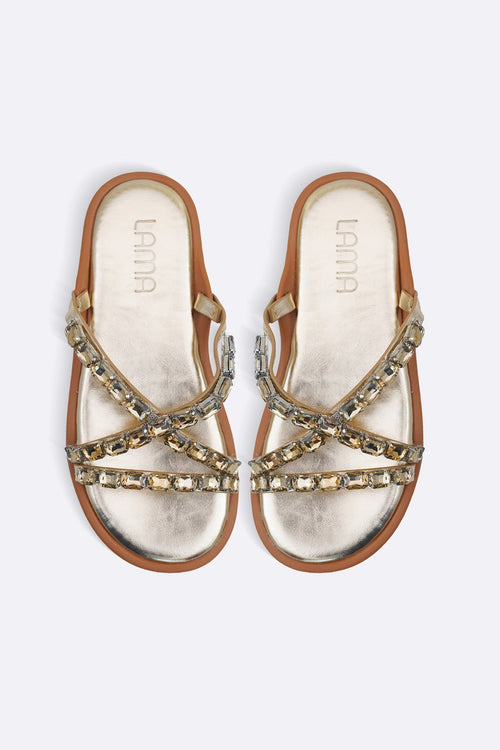 GOLD CHAMPAGNE STONE SLIDES