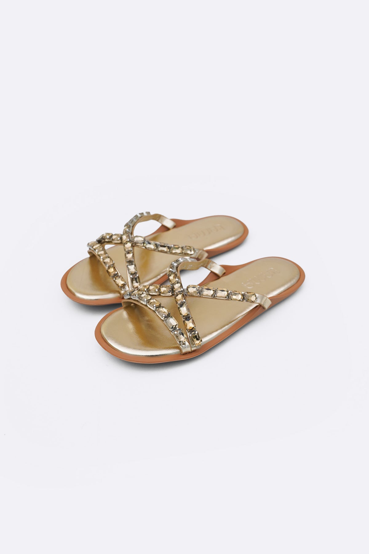 GOLD CHAMPAGNE STONE SLIDES