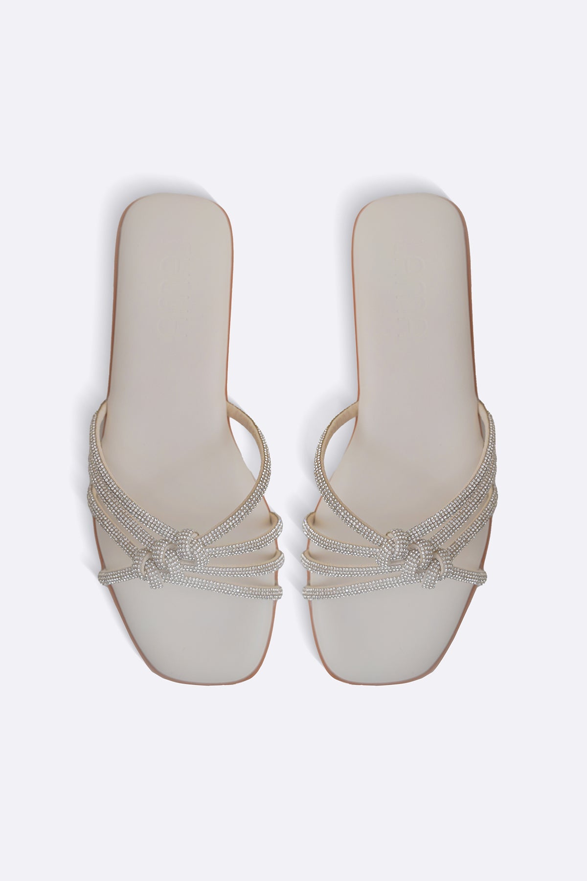 OFF WHITE CRYSTAL KNOT SLIDES