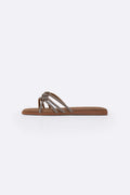 TAUPE CRYSTAL KNOT SLIDES