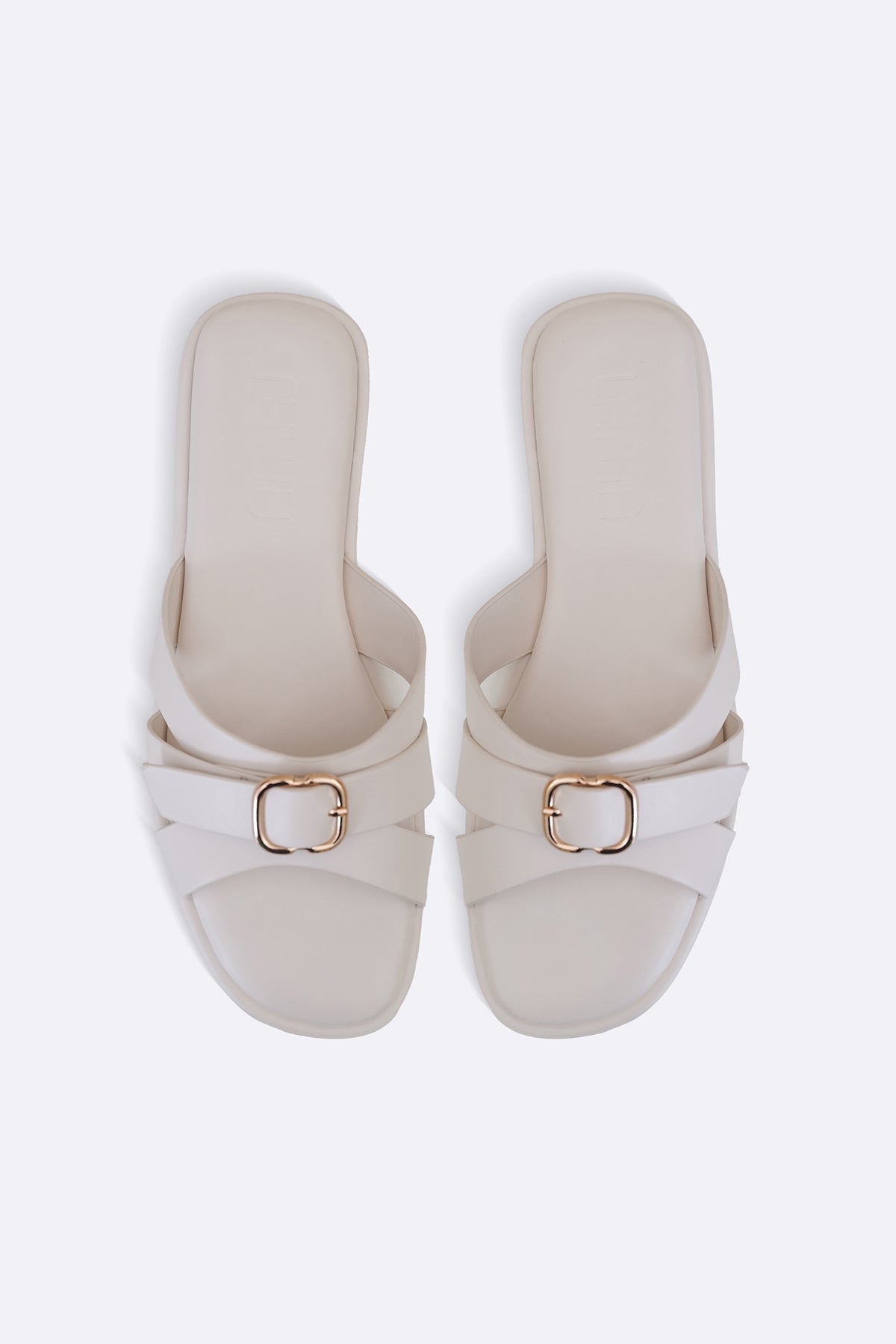 OFF WHITE TRI-STRAP SLIDES