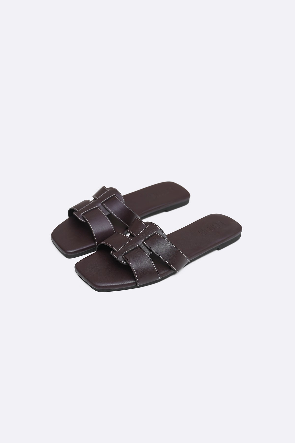 COFFEE CUSHIONED STITCH SLIDES