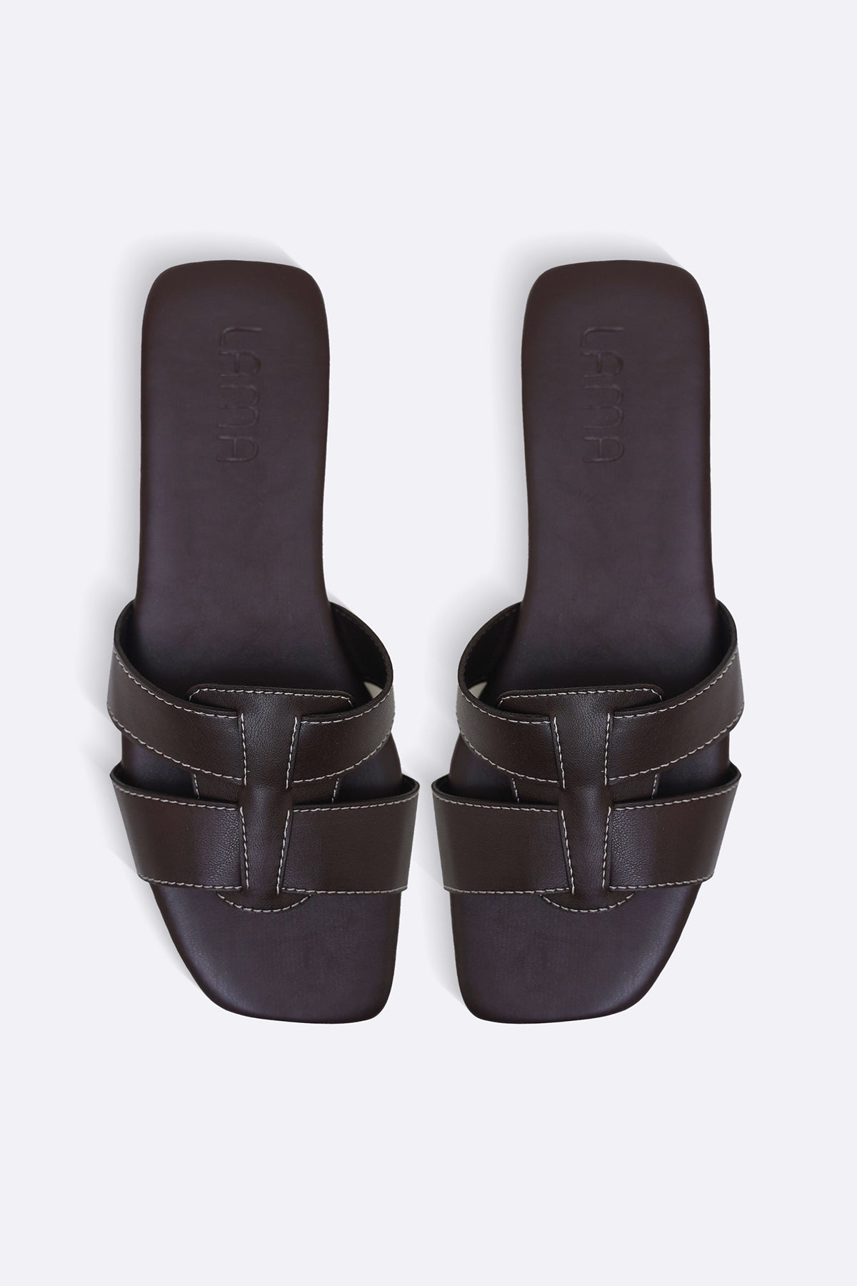 COFFEE CUSHIONED STITCH SLIDES