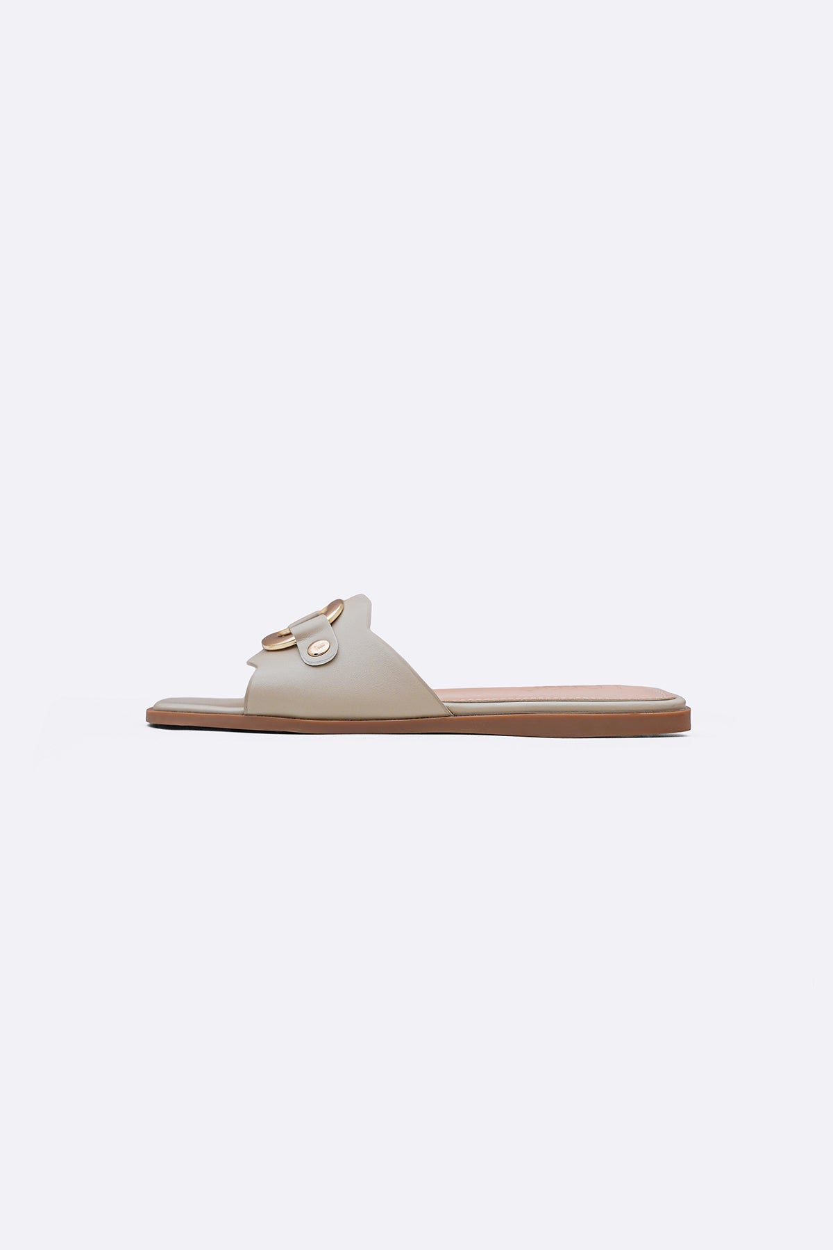 CREAM EASY BUCKLE SLIDES