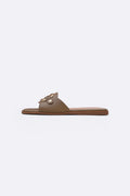 TAUPE EASY BUCKLE SLIDES