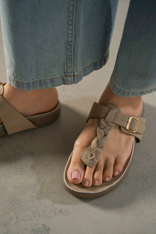 BEIGE BRAID MAMA FLOPS