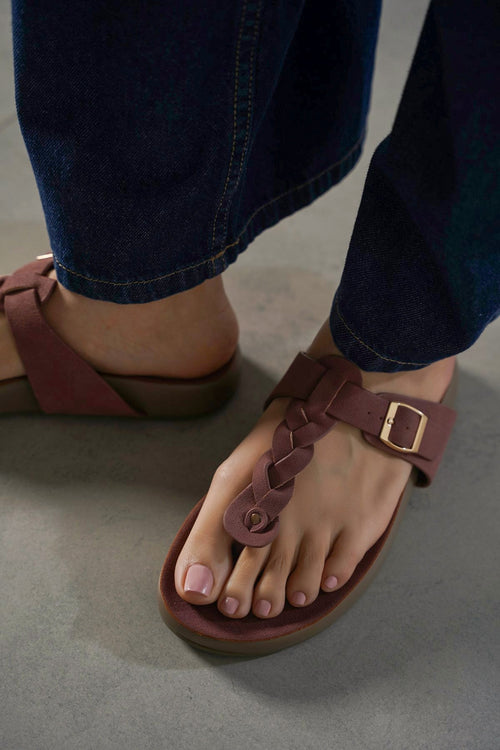BURGUNDY BRAID MAMA FLOPS