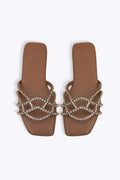 TAUPE RIVIERA STUD SLIDES