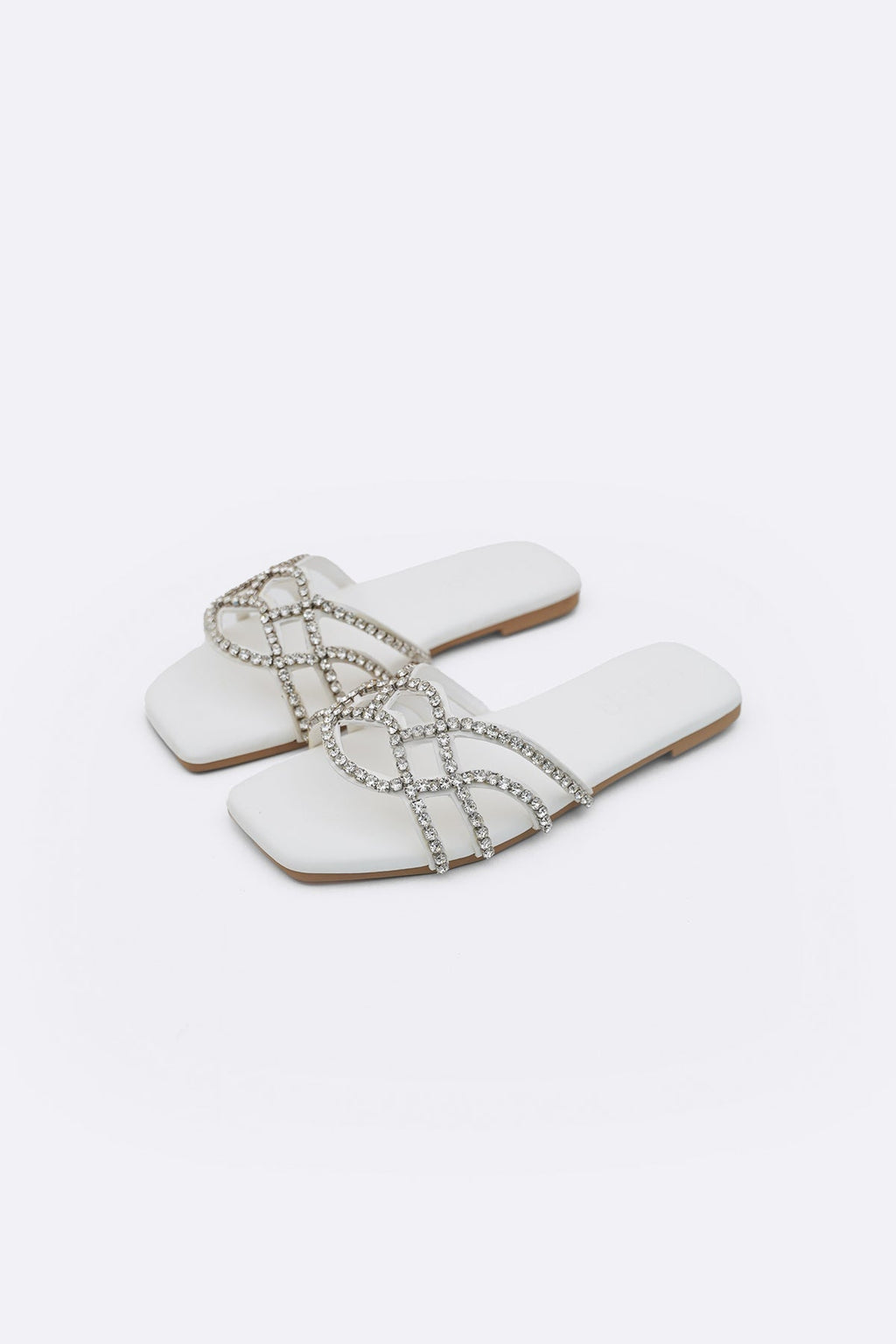 WHITE RIVIERA STUD SLIDES