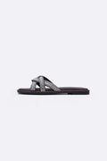 COFFEE MERINO STUDDED SLIDES