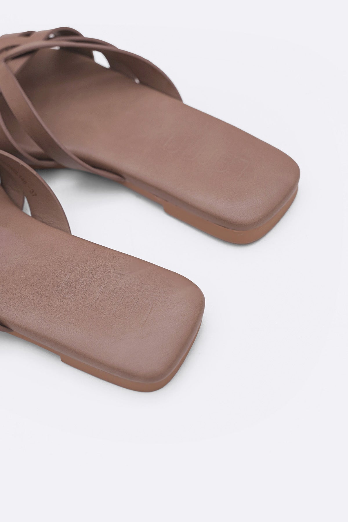 TAUPE MOLDOVA STRAPPY SLIDES