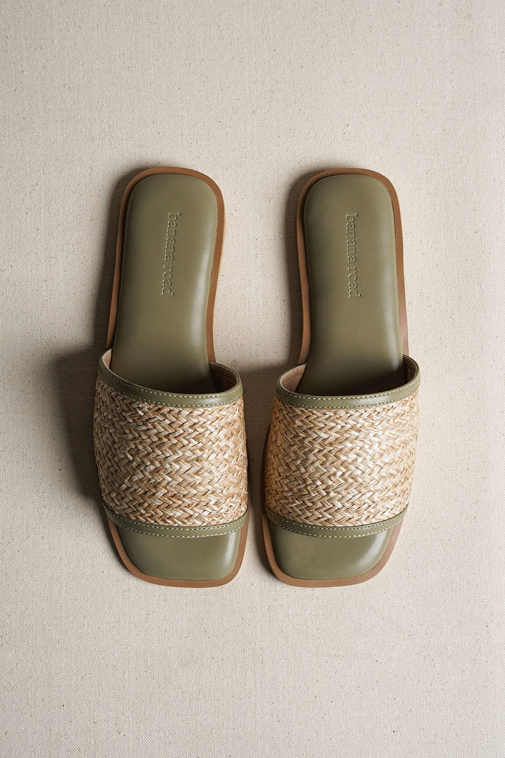 SAGE SAGE RAFFIA SLIDES