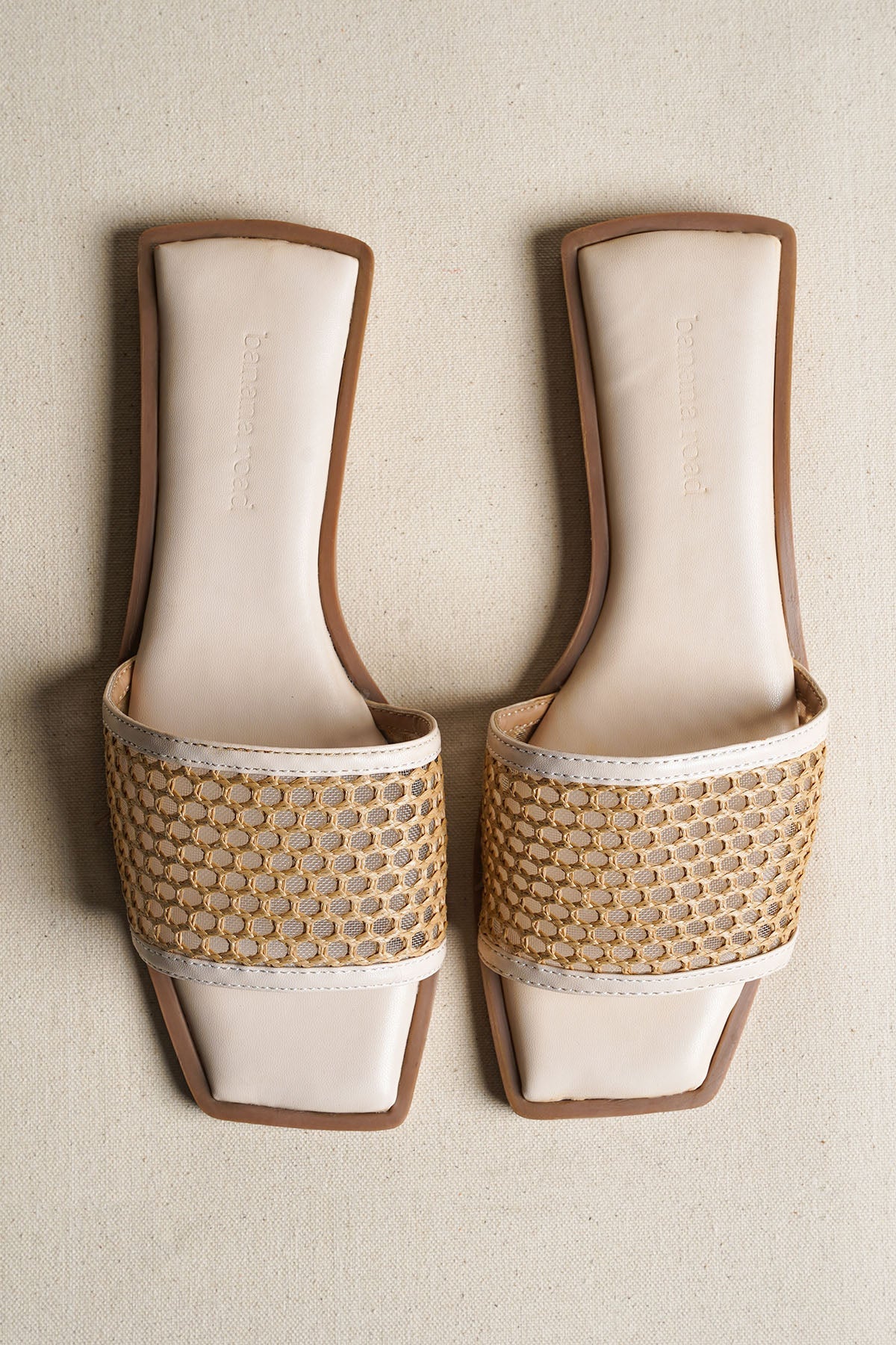 OFF WHITE MESH SQUARE TOE SLIDE