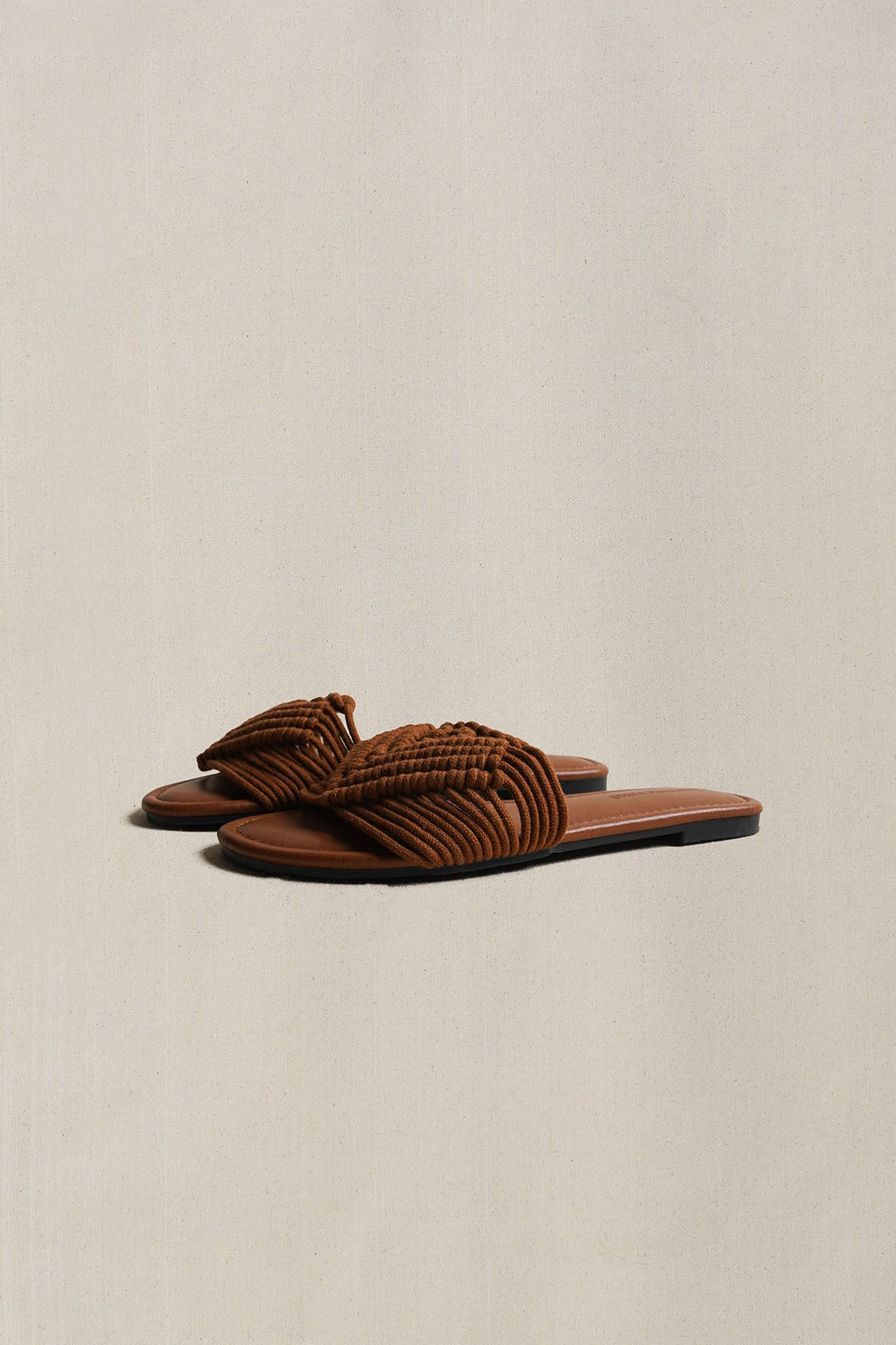 TAN SANTORINI WOVEN SLIDES