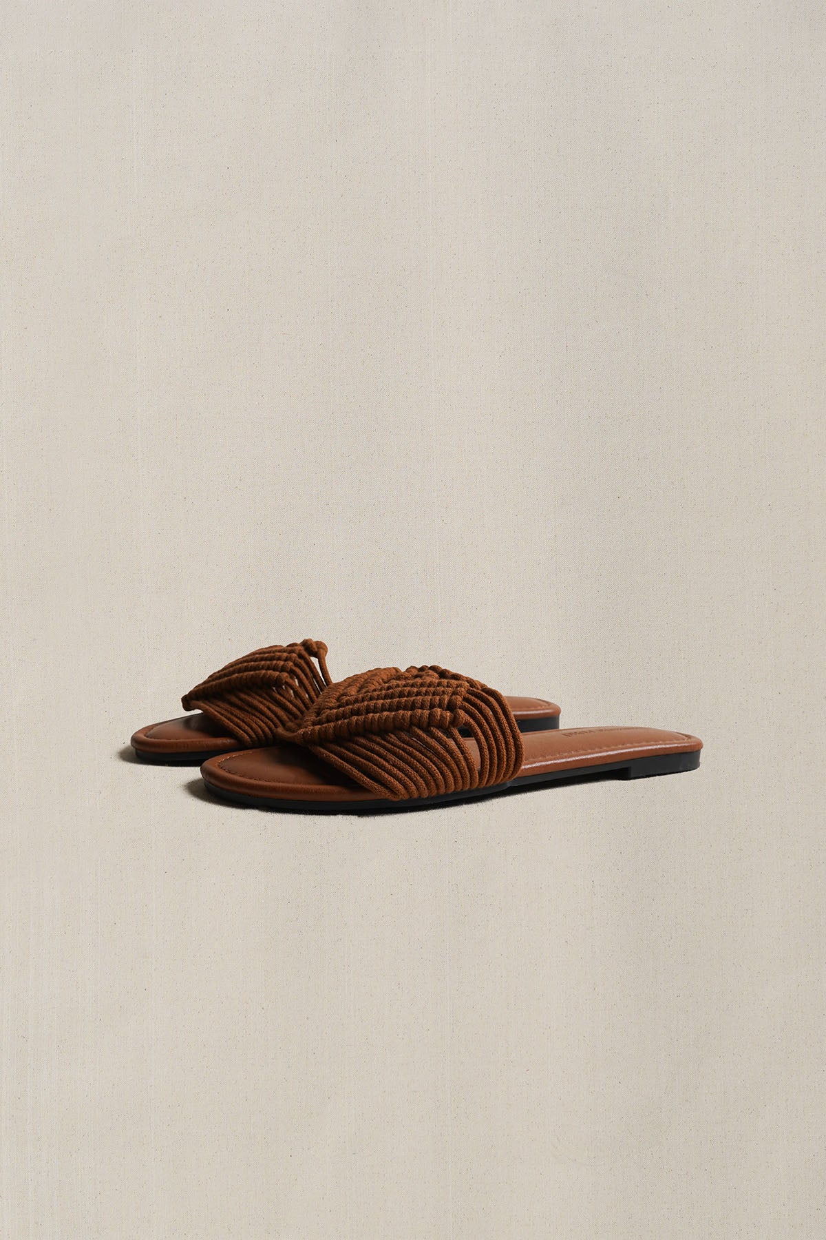 TAN SANTORINI WOVEN SLIDES