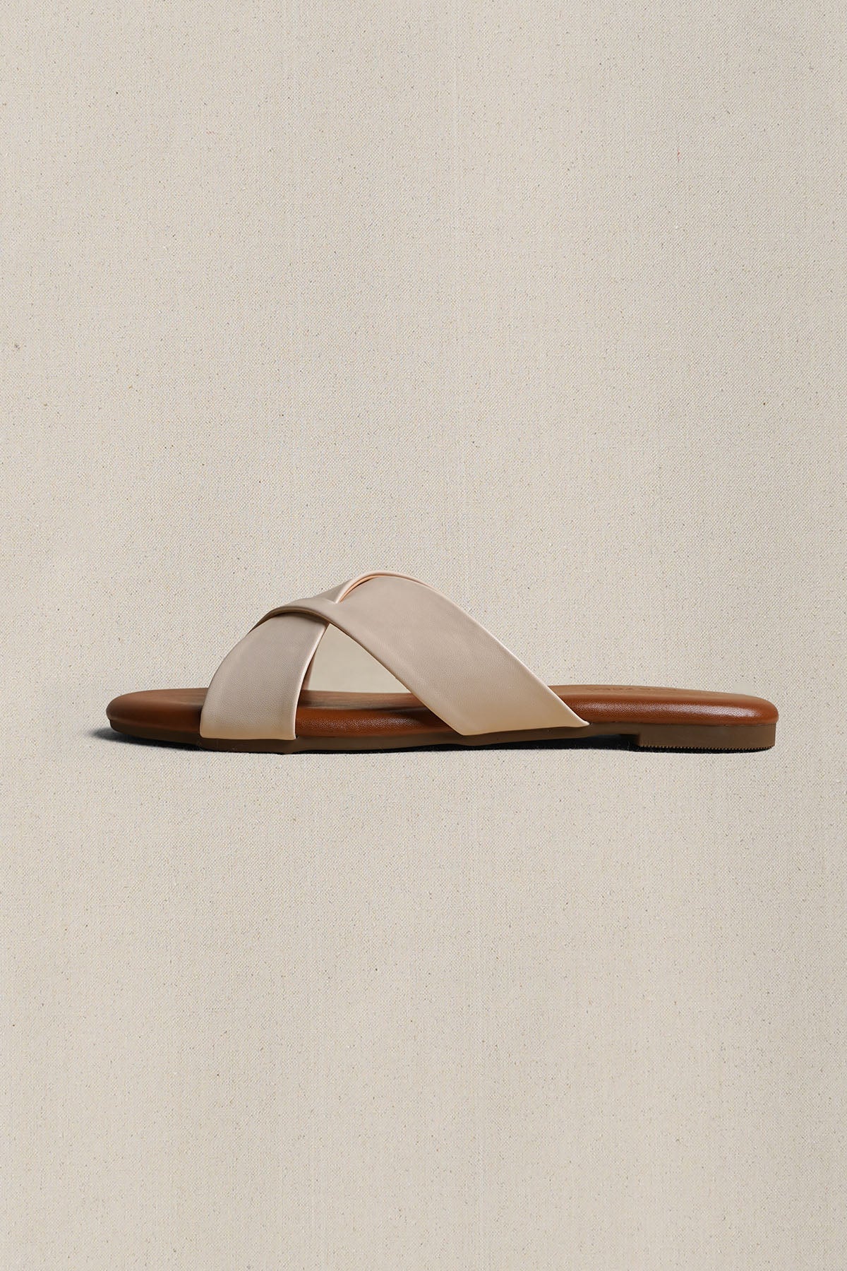 OFF WHITE CROSS STRAP SLIDES