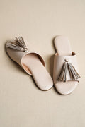 OFF WHITE TROPIC TASSEL SLIDES