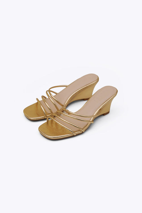 GOLD BELLA STRAPPY WEDGES