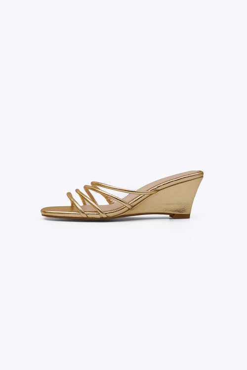 GOLD BELLA STRAPPY WEDGES