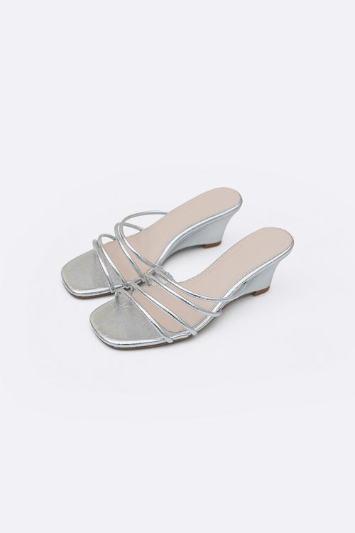 SILVER BELLA STRAPPY WEDGES