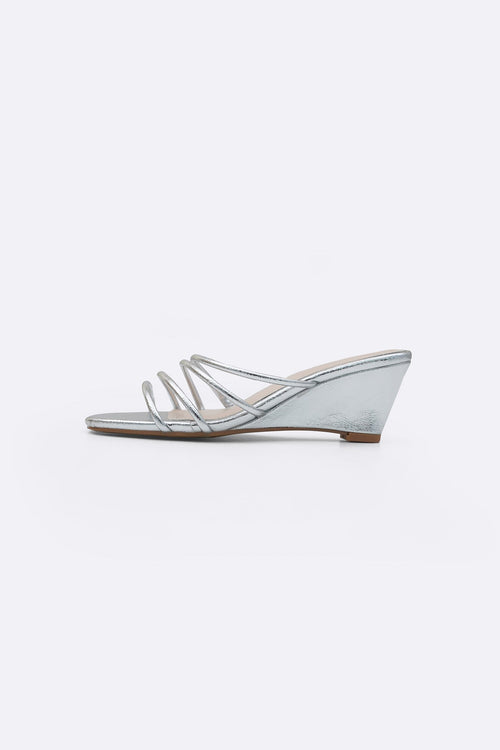 SILVER BELLA STRAPPY WEDGES